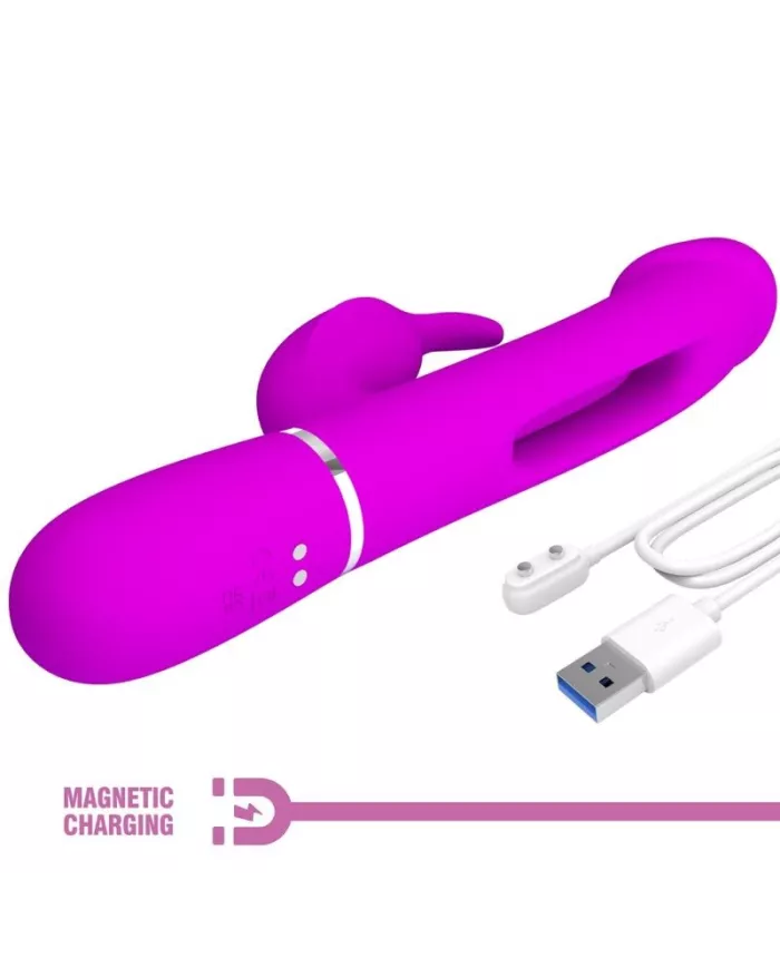 PRETTY LOVE - VIBRATEUR DEJON RABBIT 3 EN 1 MULTIFONCTION  FUCSIA