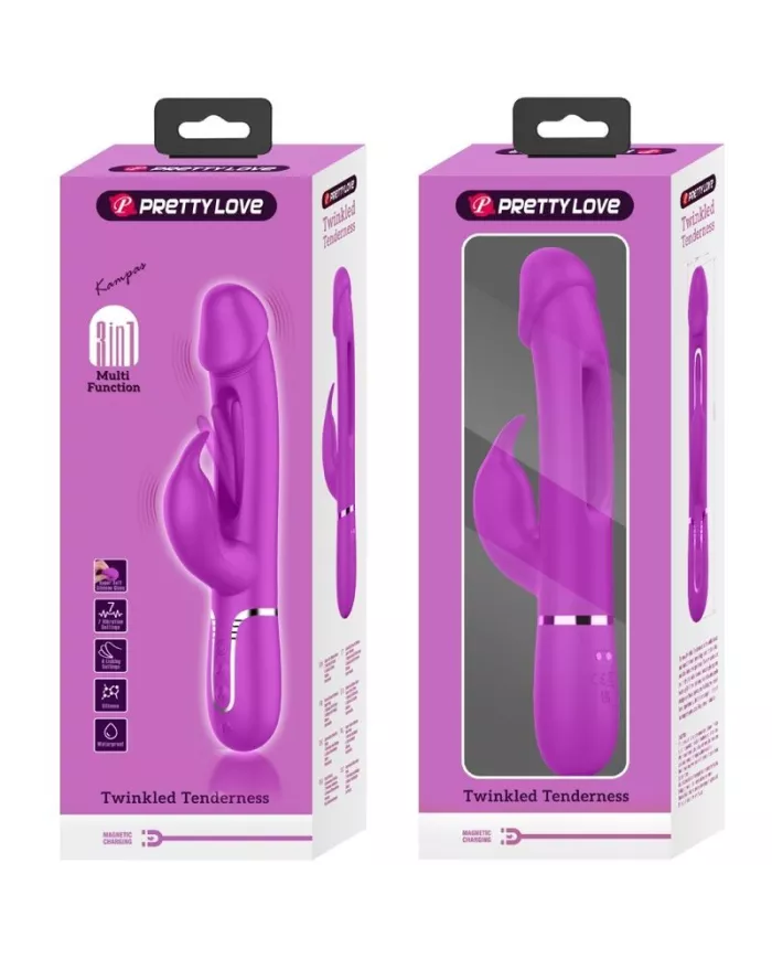 PRETTY LOVE - VIBRATEUR DEJON RABBIT 3 EN 1 MULTIFONCTION  FUCSIA
