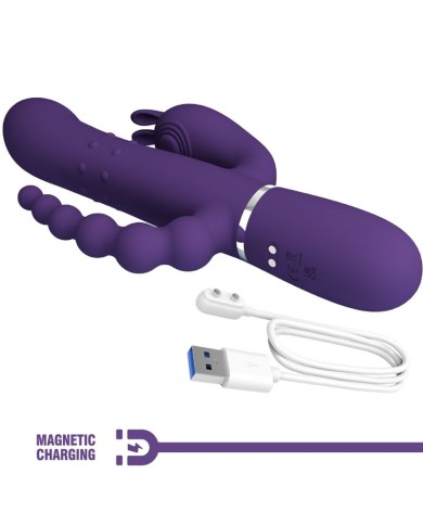 PRETTY LOVE - CAMMY TRIPLE VIBRATEUR MULTIFONCTION 4 EN 1 VIOLET