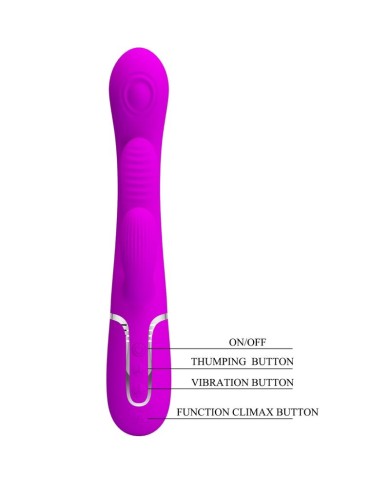 PRETTY LOVE - SHANIA TRIPLE RABBIT VIBRATEUR MULTIFONCTION ROSE
