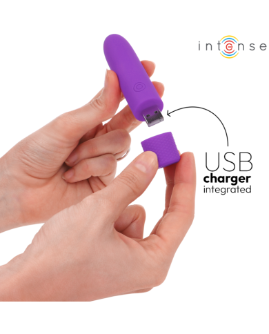 INTENSE - SYMONE BULLET VIBRANT RECHARGEABLE USB 8 VIBRATIONS VIOLET 10 X 2,2 CM