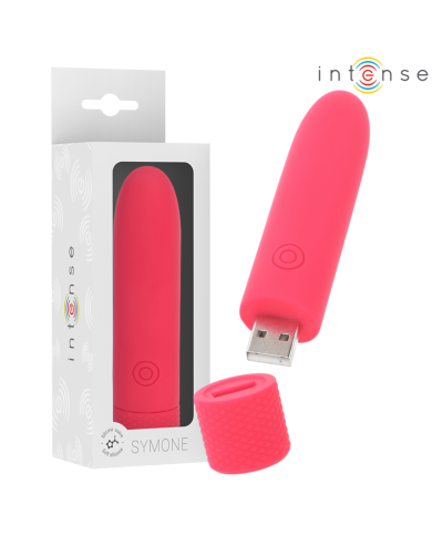 INTENSE - SYMONE BULLET VIBRANT RECHARGEABLE USB 8 VIBRATIONS ROUGE 10 X 2,2 CM