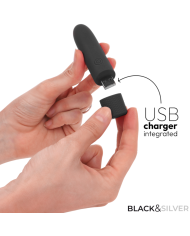 BLACK & SILVER - GERI BULLET VIBRANT RECHARGEABLE USB 8 VIBRATIONS NOIR 10 X 2,2 CM