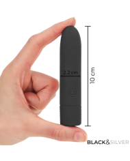 BLACK & SILVER - GERI BULLET VIBRANT RECHARGEABLE USB 8 VIBRATIONS NOIR 10 X 2,2 CM