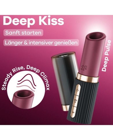 SATISFYER - STIMULATEUR DE CLITORIS DEEP KISS WAVE GRENAT / NOIR
