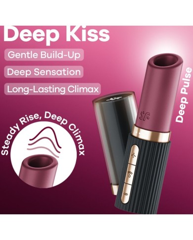 SATISFYER - STIMULATEUR DE CLITORIS DEEP KISS WAVE GRENAT / NOIR