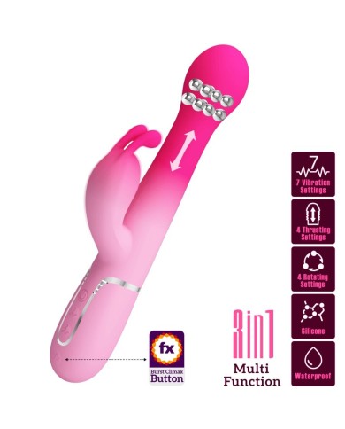 PRETTY LOVE - VIBRATEUR LAPIN MULTIFONCTION 3 EN 1 DEJON ROSE