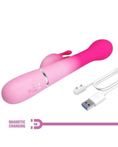 PRETTY LOVE - VIBRATEUR LAPIN MULTIFONCTION 3 EN 1 DEJON ROSE