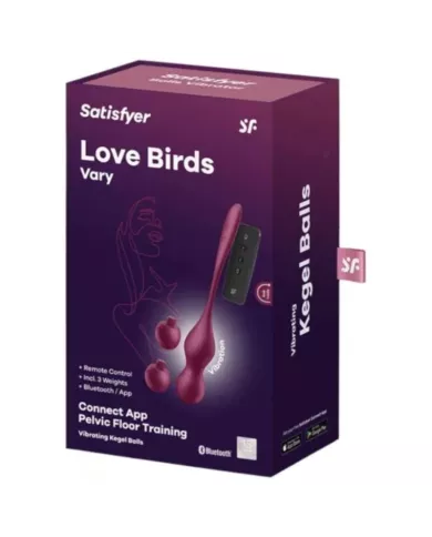 SATISFYER - LOVE BIRDS VARY BALLES VIBRANTES APPLICATION GRATUITE VIN ROUGE