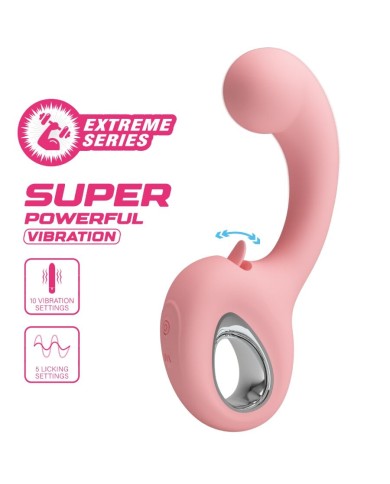 PRETTY LOVE - VIBRATEUR POINT G + STIMULATEUR DE CLITORIS ERYNNYES 10 VIBRATIONS ROSE