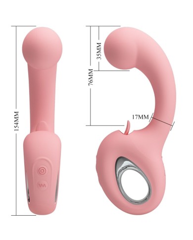 PRETTY LOVE - VIBRATEUR POINT G + STIMULATEUR DE CLITORIS ERYNNYES 10 VIBRATIONS ROSE
