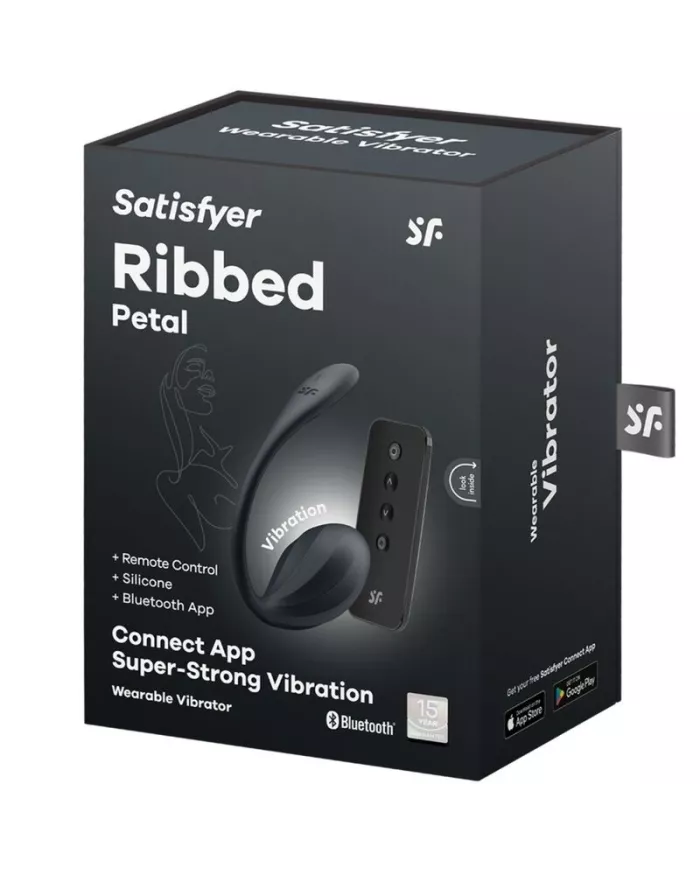 SATISFYER - RIBBED PETAL TÉLÉCOMMANDE DE STIMULATEUR DE POINT G NOIR APPLICATION GRATUITE SATISFYER - RIBBED PETAL TÉLÉCOMMANDE DE STIMULATEUR DE POINT G NOIR APPLICATION GRATUITE