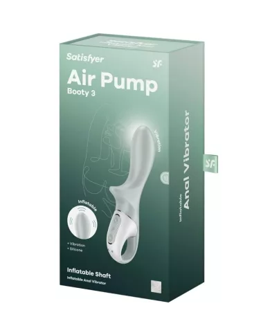 SATISFYER - AIR PUMP BOOTY 3 VIBRATEUR ANAL GONFLABLE GRIS VERT