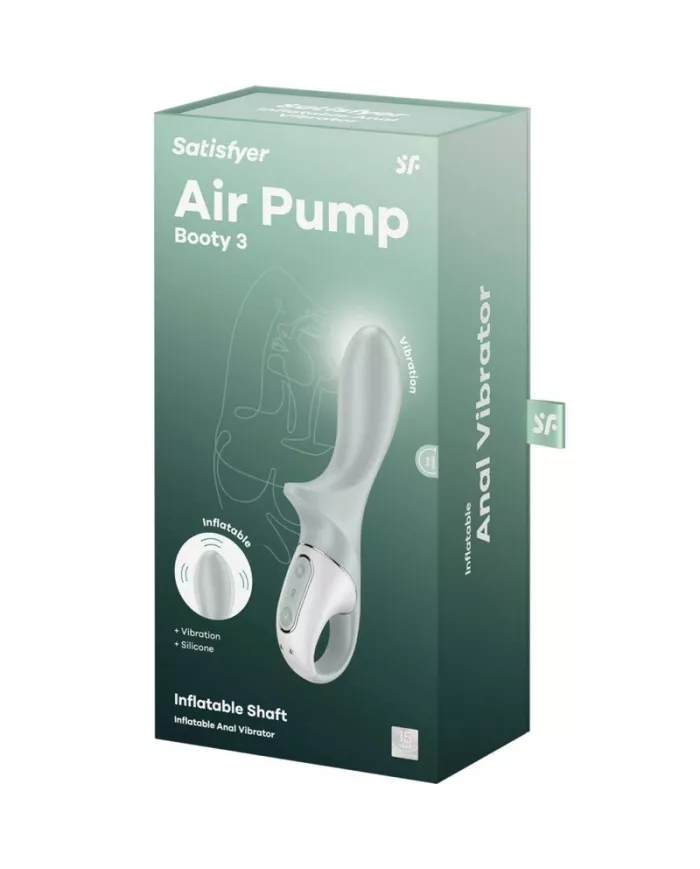 SATISFYER - AIR PUMP BOOTY 3 VIBRATEUR ANAL GONFLABLE GRIS VERT