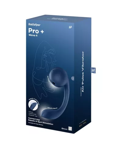 SATISFYER - PRO+ WAVE 4 STIMULATEUR POINT G ET IMPULSION D'AIR APPLICATION GRATUITE BLEU FONCÉ