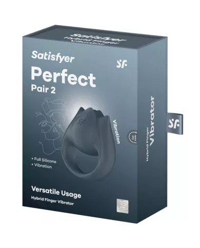 SATISFYER - PERFECT PAIR 2 MULTIVIBRATEUR 2 EN 1 ANNEAU PÉNIS ET STIMULATEUR DE DOIGTS GRIS SATISFYER - PERFECT PAIR 2 MULTIVIBRATEUR 2 EN 1 ANNEAU PÉNIS ET STIMULATEUR DE DOIGTS GRIS