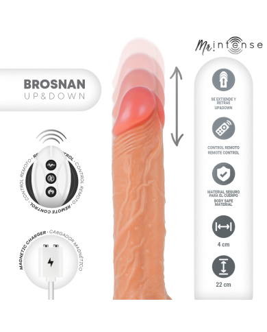 MR INTENSE - BROSNAN RÉALISTE MULTIFONCTIONNEL AVEC VIBRATION, TÉLÉCOMMANDE HAUT/BAS, 22 CM - OU - 4 CM