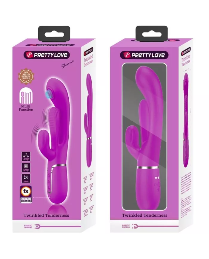 PRETTY LOVE - SHANIA TRIPLE RABBIT VIBRATEUR MULTIFONCTION ROSE