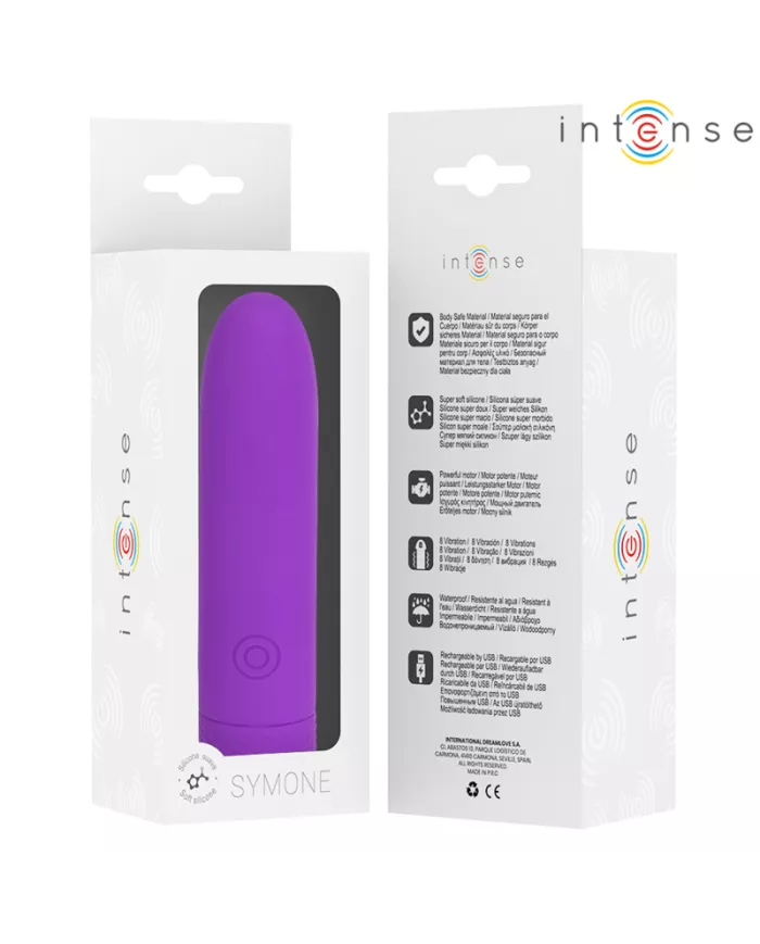INTENSE - SYMONE BULLET VIBRANT RECHARGEABLE USB 8 VIBRATIONS VIOLET 10 X 2,2 CM INTENSE - SYMONE BULLET VIBRANT RECHARGEABLE USB 8 VIBRATIONS VIOLET 10 X 2,2 CM