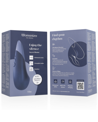 WOMANIZER - VIBE LAY-ON VIBRATEUR SILENCIEUX BLEU FONCÉ