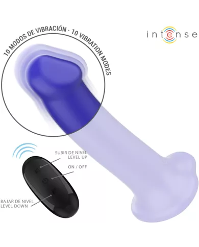 INTENSE - VICTORIA VIBRATEUR AVEC VENTOUSE 10 VIBRATIONS BLEU FONCÉ TÉLÉCOMMANDE