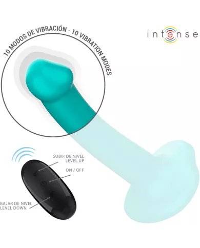 INTENSE - KATIE VIBRATEUR AVEC VENTOUSE 10 VIBRATIONS TÉLÉCOMMANDE BLEUE