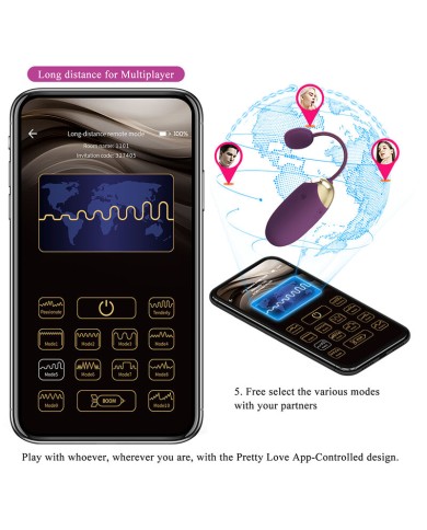 PRETTY LOVE - VIBRATEUR ŒUF À PROFONDEUR KLAY CONTRÔLÉ PAR APPLICATION VIOLET