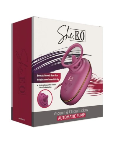 SHE.E.O - POMPE DE STIMULATION CLITORIALE AUTOMATIQUE AVEC EFFET DE LÉCHAGE (VIOLET)