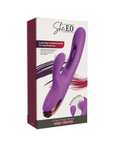 SHE.E.O - VIBRATEUR POINT G LAPIN AVEC MOUVEMENT NUMÉRIQUE VIOLET