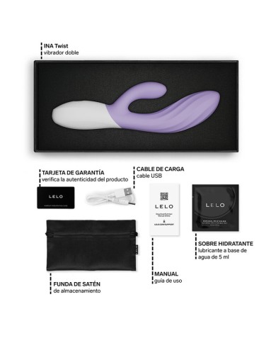LELO - INA TWIST DOUBLE VIBRATEUR LAPIN POUR LE POINT G ET LE CLITORIS LAVANDE