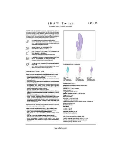 LELO - INA TWIST DOUBLE VIBRATEUR LAPIN POUR LE POINT G ET LE CLITORIS LAVANDE