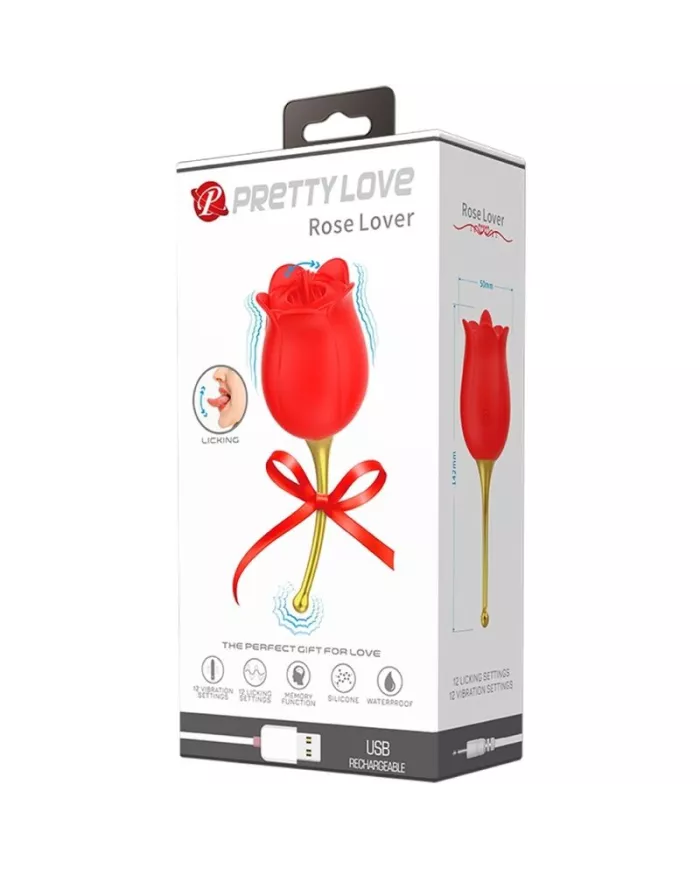 PRETTY LOVE - ROSE LOVER STIMULATEUR DE CLITORIS ROSE 12 VIBRATIONS ROUGE PRETTY LOVE - ROSE LOVER STIMULATEUR DE CLITORIS ROSE 12 VIBRATIONS ROUGE