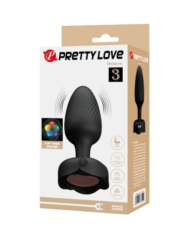 PRETTY LOVE - OSBORN PLUG ANAL AVEC LUMIÈRE LED NOIR 9,8 CM