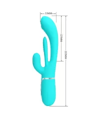 PRETTY LOVE - SHANIA TRIPLE RABBIT VIBRATEUR MULTIFONCTION 3 EN 1 BLEU