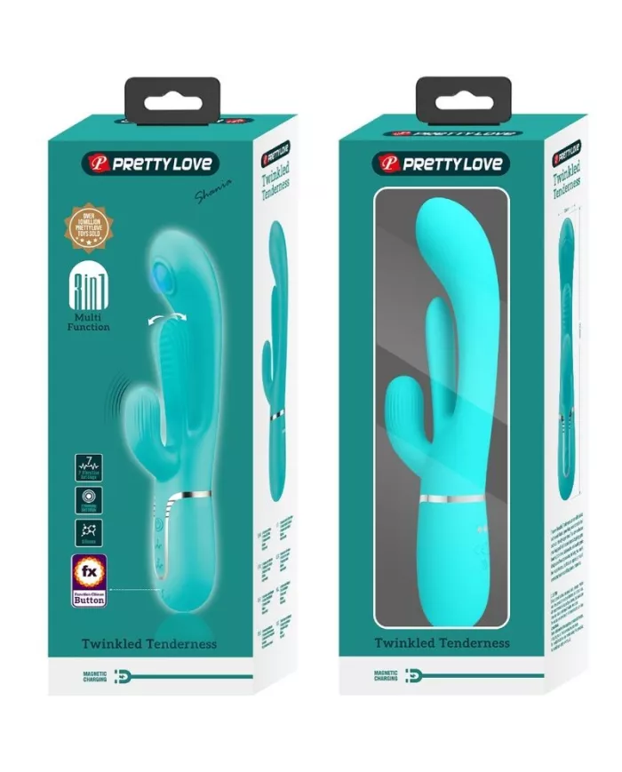 PRETTY LOVE - SHANIA TRIPLE RABBIT VIBRATEUR MULTIFONCTION 3 EN 1 BLEU