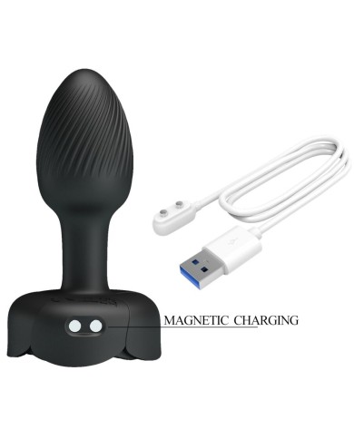 PRETTY LOVE - PLUG ANAL OLMAN AVEC LUMIÈRE LED NOIR 8,8 CM