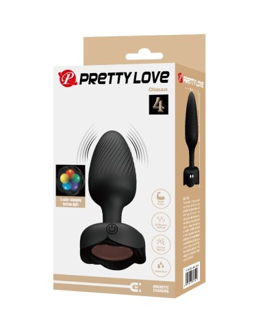 PRETTY LOVE - PLUG ANAL OLMAN AVEC LUMIÈRE LED NOIR 8,8 CM