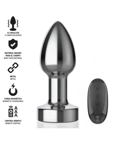 INTENSE - PLUG ANAL 10 VIBRATIONS MÉTAL AVEC TÉLÉCOMMANDE S