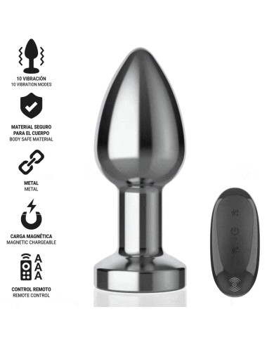 INTENSE - PLUG ANAL 10 VIBRATIONS MÉTAL AVEC TÉLÉCOMMANDE M