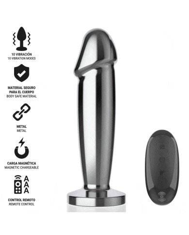 INTENSE - PLUG ANAL 10 VIBRATIONS GODE MÉTALLIQUE AVEC TÉLÉCOMMANDE S