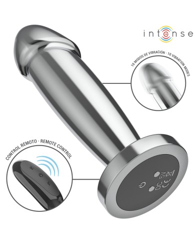 INTENSE - PLUG ANAL 10 VIBRATIONS GODE MÉTALLIQUE AVEC TÉLÉCOMMANDE S