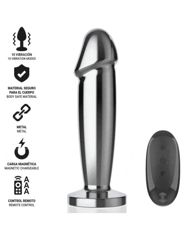 INTENSE - PLUG ANAL 10 VIBRATIONS GODE MÉTALLIQUE AVEC TÉLÉCOMMANDE M