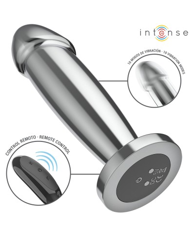 INTENSE - PLUG ANAL 10 VIBRATIONS GODE MÉTALLIQUE AVEC TÉLÉCOMMANDE M