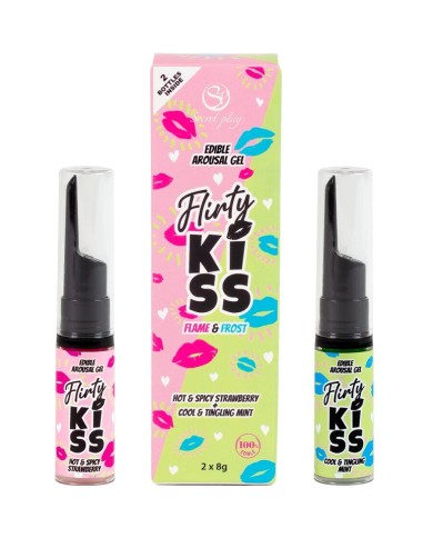 SECRETPLAY - GELS COQUINS BAISERS AVEC EFFETS DE SEXE ORAL FRAISE & MENTHE 2 X 8 GR
