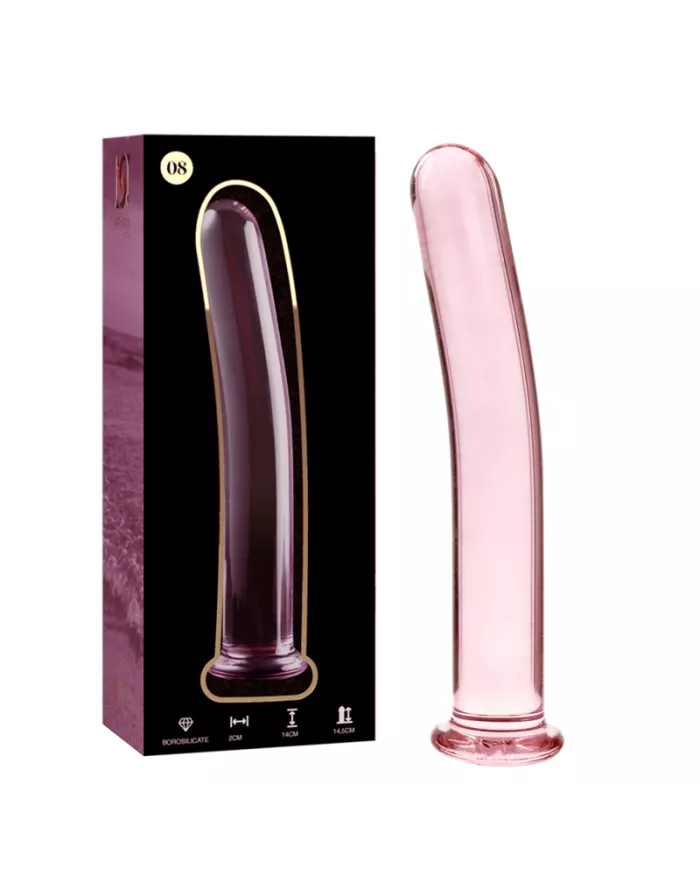 NEBULA SERIES BY IBIZA - MODÈLE 8 GODE EN VERRE BOROSILICATE ROSE 14.5 CM -O- 2 CM
