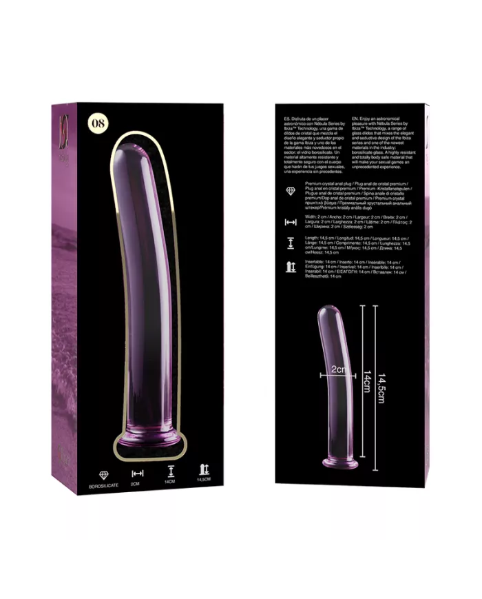 NEBULA SERIES BY IBIZA - MODÈLE 8 GODE EN VERRE BOROSILICATE ROSE 14.5 CM -O- 2 CM