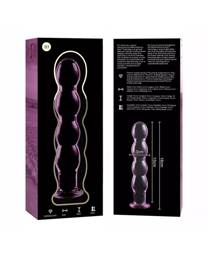 NEBULA SERIES BY IBIZA - MODÈLE 10 GODE EN VERRE BOROSILICATE ROSE 16.5 CM -O- 3.5 CM