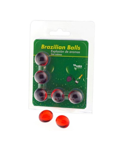 TALOKA - 5 BOULES BRÉSILIENNES GEL INTIME FRAISES & CHAMPAGNE