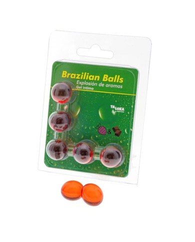 TALOKA - 5 BOULES BRÉSILIENNES GEL INTIME FRAISE & CHOCOLAT