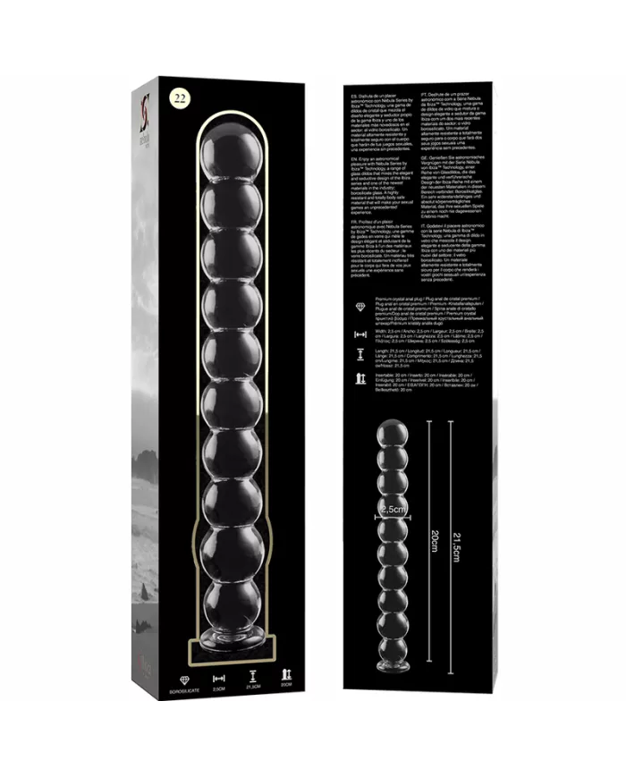 NEBULA SERIES BY IBIZA - MODÈLE 22 GODE EN VERRE BOROSILICATE CLAIR 21.5 CM -O- 2.5 CM